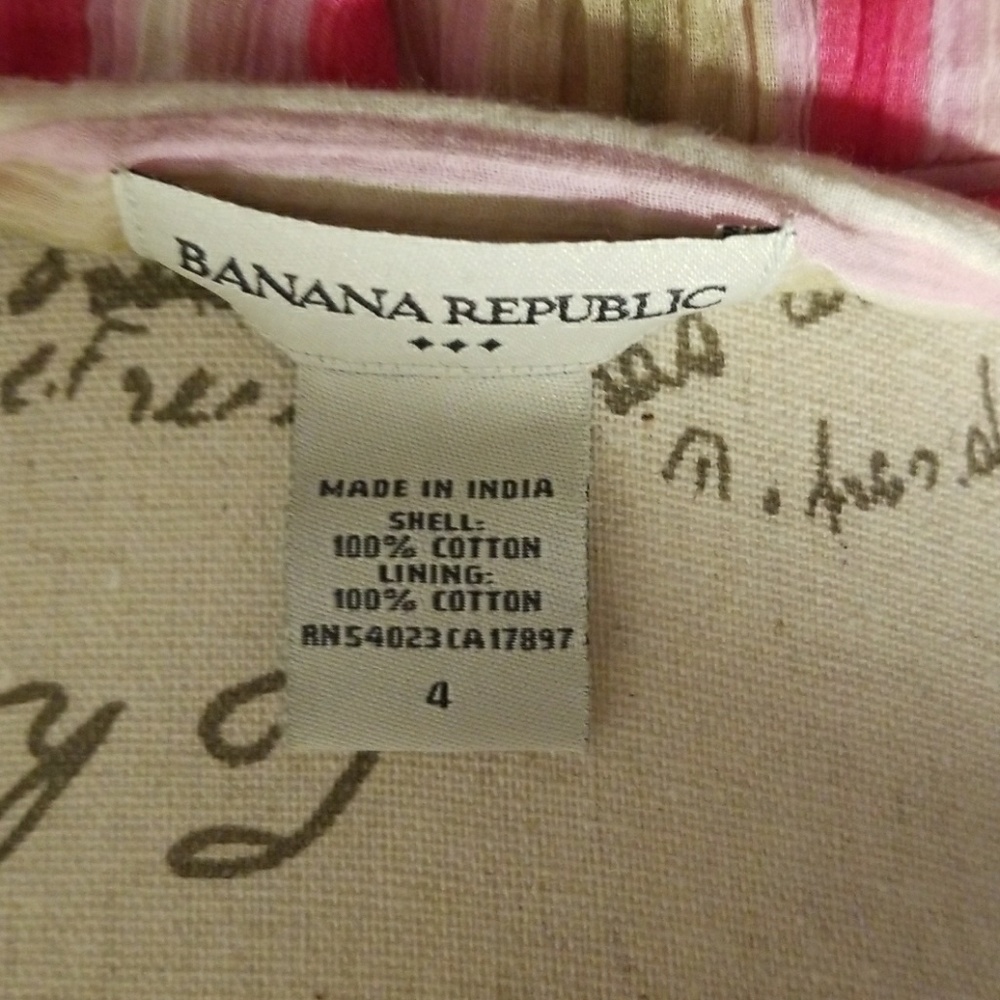 Pink & green striped Banana Republic skirt Sz 4 - Picture 3 of 3